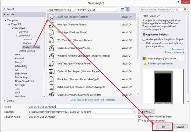 Create a Windows phone RT Project